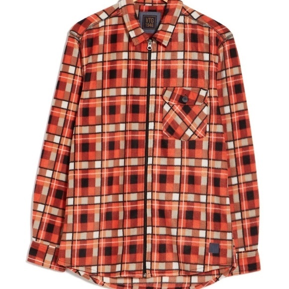 Vintage 1946 Other - 🆕Vintage 1946 Windowpane Check Microfleece Zip Shirt Jacket Shacket SZ LG NWT